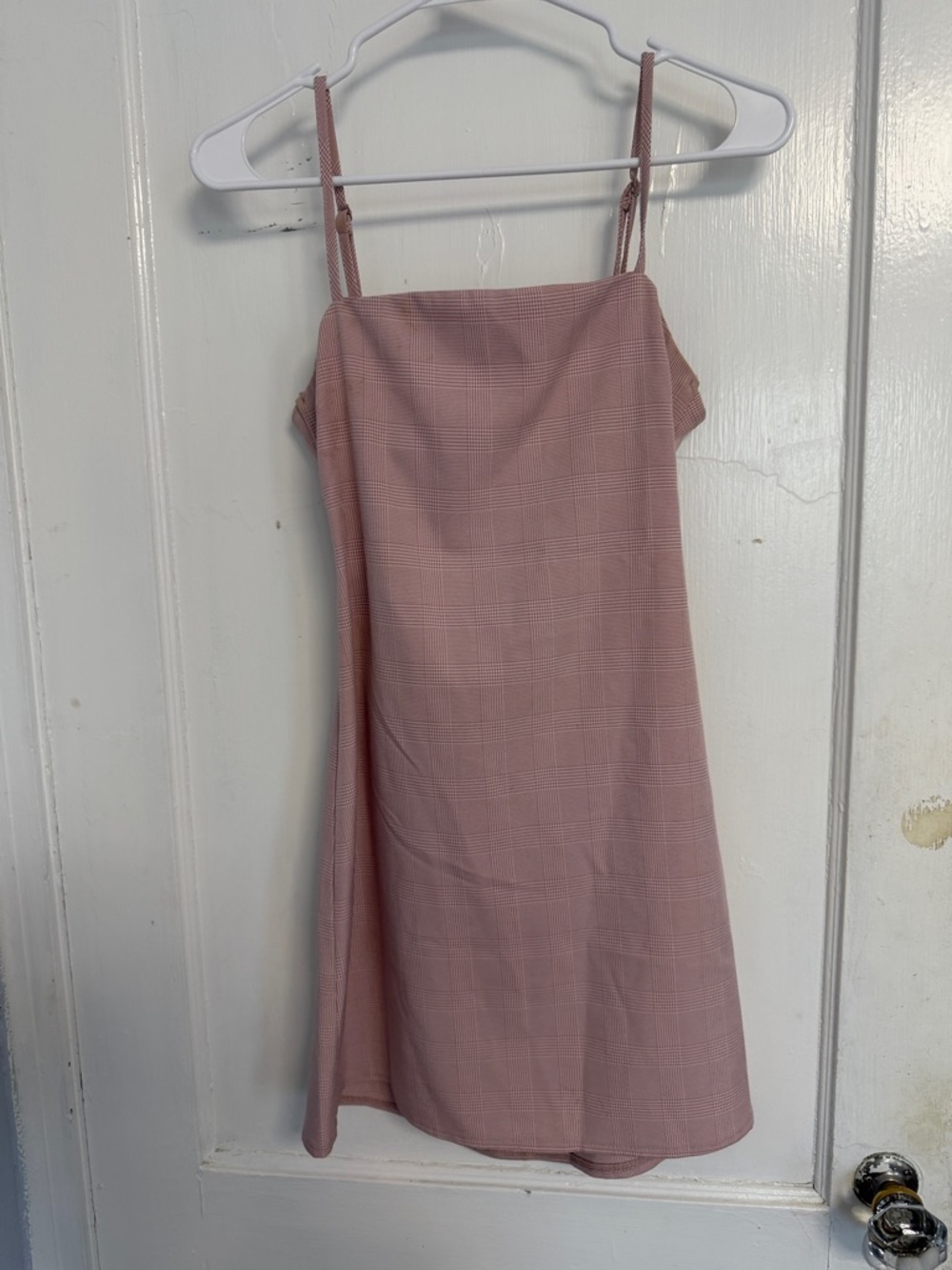 Blush Plaid Mini Slip Dress with Adjustable Straps